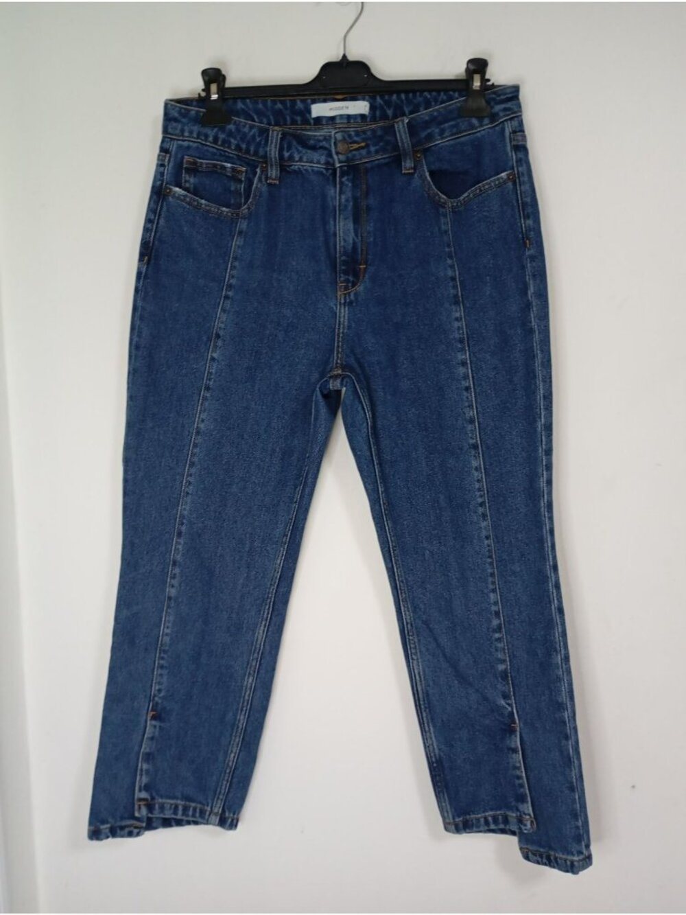 Hidden High-Waisted Straight-Leg Blue Denim Jeans Womens Size 31 100% Cotton